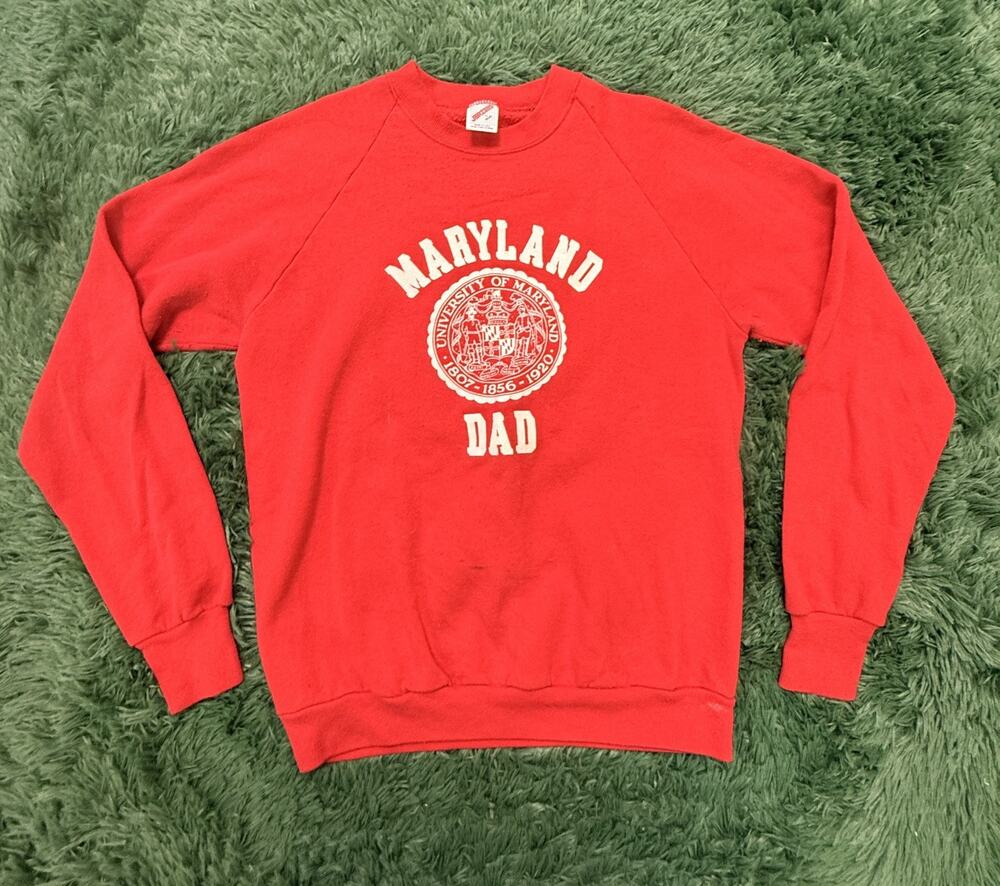 Vintage Jerzees University of Maryland Dad Sweatshirt Red Raglan 80s 90s Large